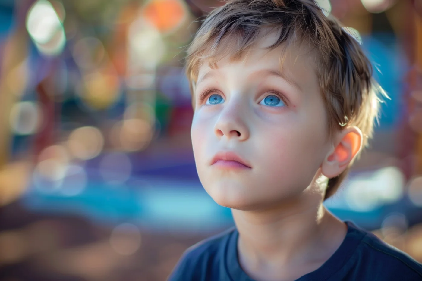 A young neurodiverse boy with blue eyes and a black shirt looks like any 'normal' kid.
