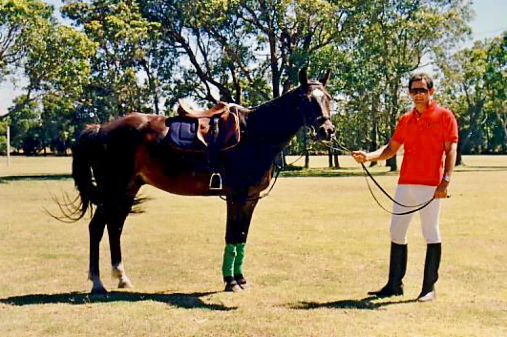 Peter Pickering with polo pony 'Lady' at the Leighton's Orange Grove property