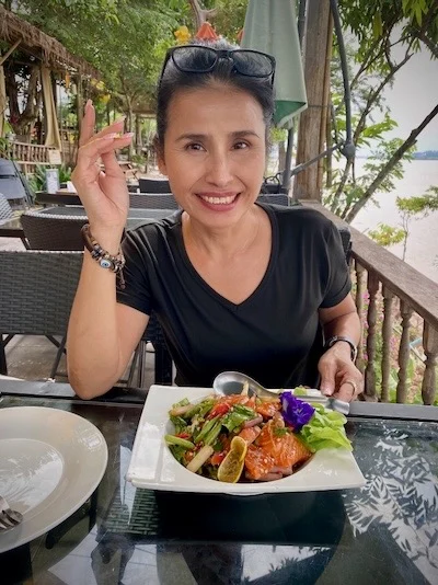 Lover of delicious food, Parichad Khongon at lunch with Peter Pickering