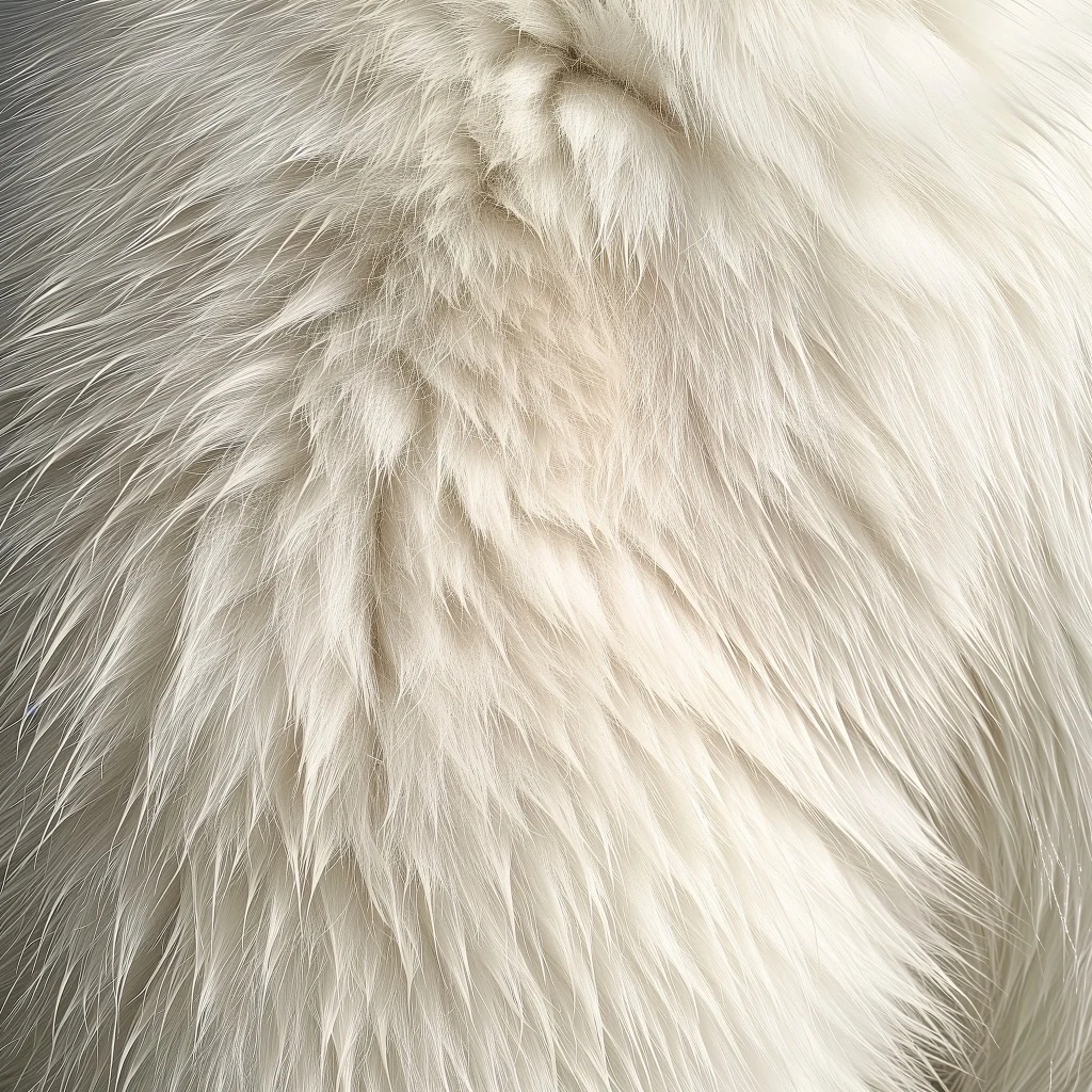 A polar bear's soft white fur