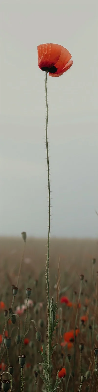 Tall poppy in a field