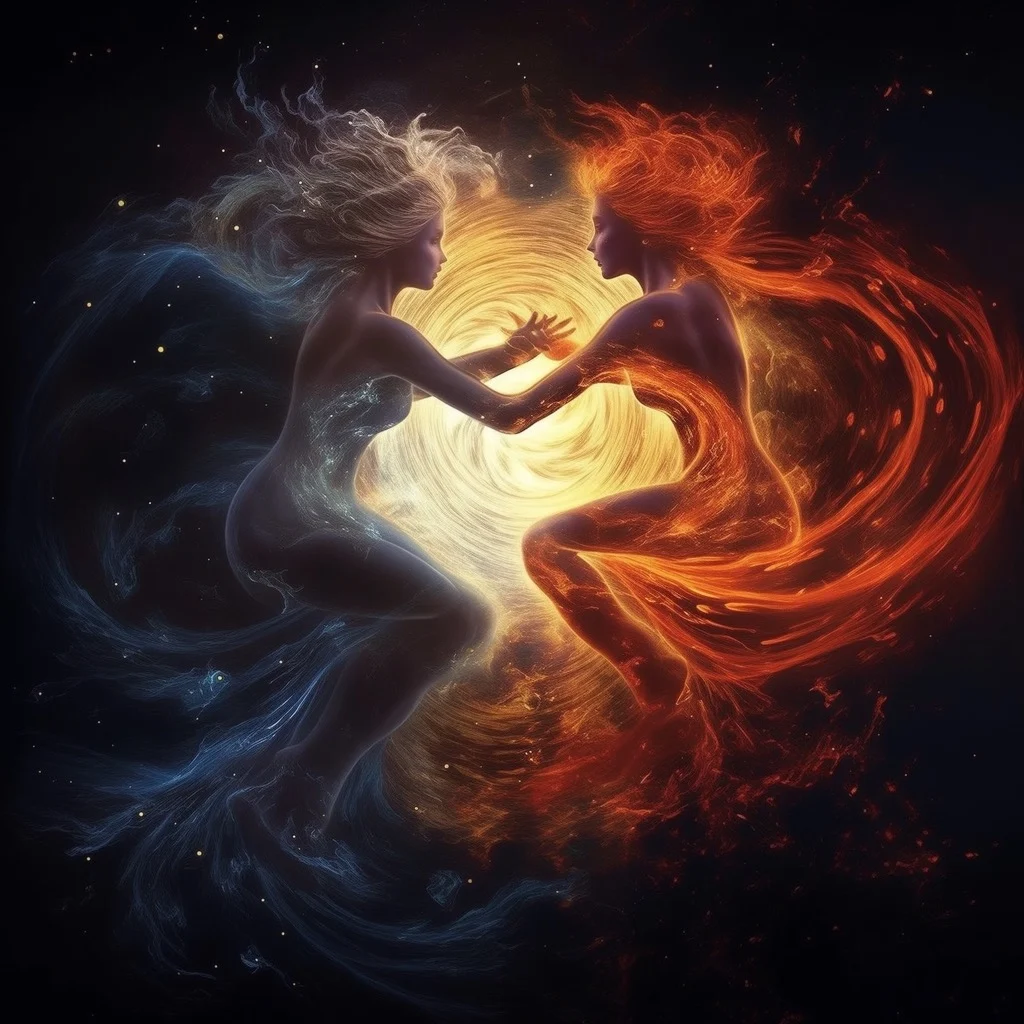 Cosmic twins depicting the manic and depressive aspects of bipolar.